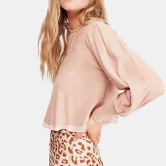 Free People Billie Long Sleeve Pullover Tee Shirt - Picture 2 of 8